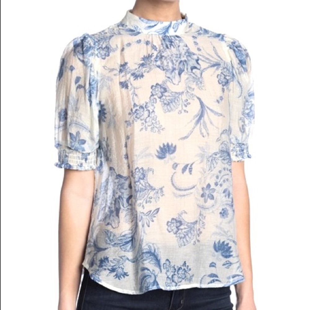 ISO Flying Tomato High Neck Short Sleeve Print Top